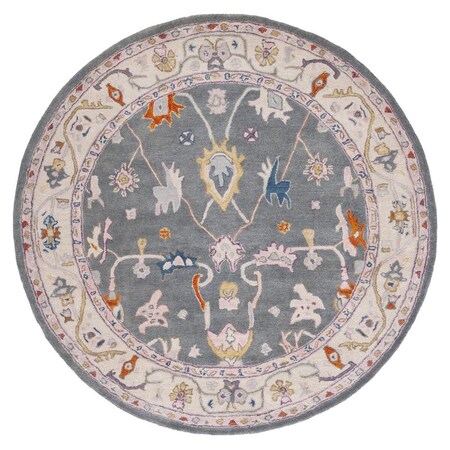 Safavieh 6 x 6 ft. Anatolia Hand Tufted Round Area Rug; Dark Grey & Ivory AN513G-6R